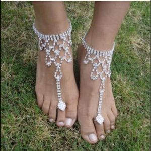 Crystal Barefoot Sandals Beach Wedding PAIR